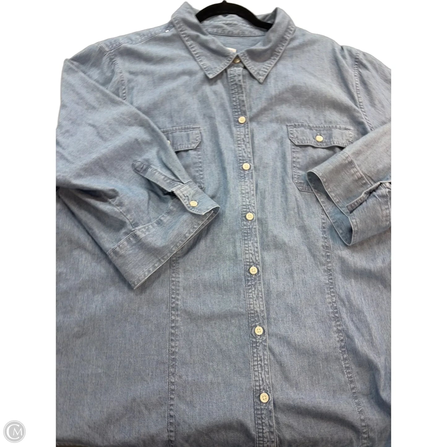 Top Short Sleeve By Croft And Barrow In Blue, Size: 3x