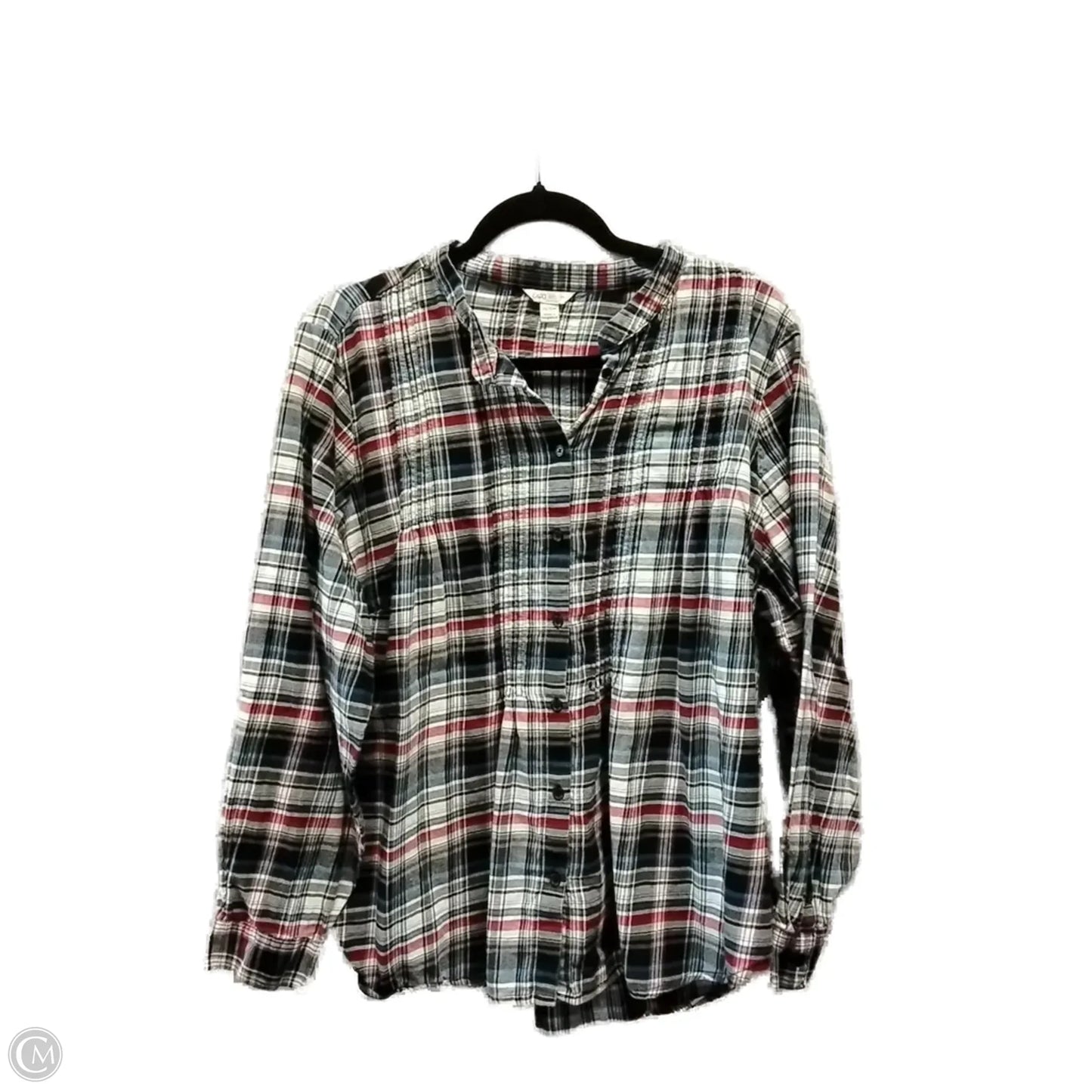 Top Long Sleeve By Cato In Plaid Pattern, Size: 18