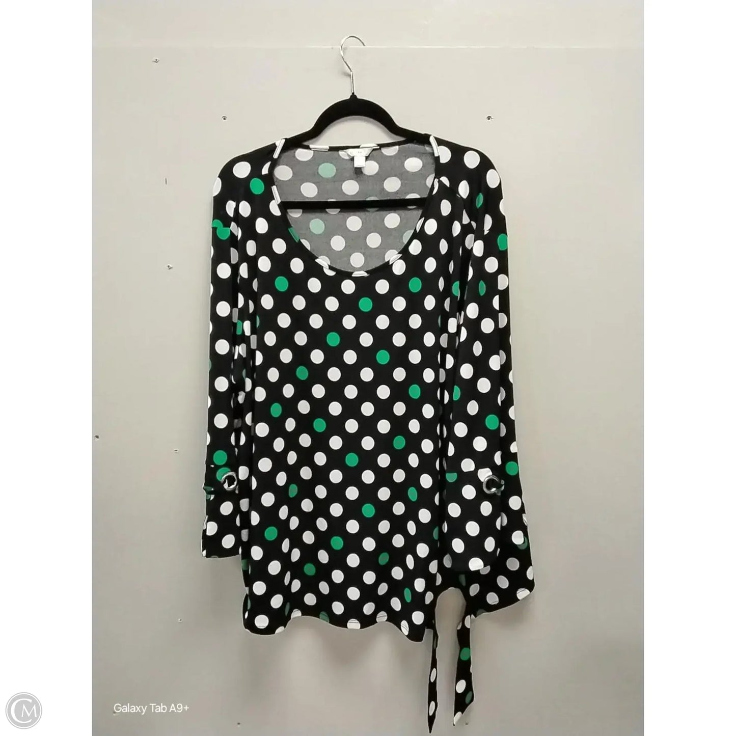 Blouse Long Sleeve By Cato In Polkadot Pattern, Size: 3x