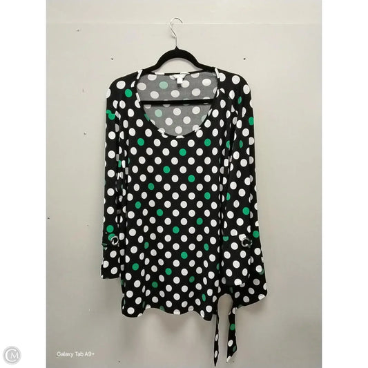 Blouse Long Sleeve By Cato In Polkadot Pattern, Size: 3x