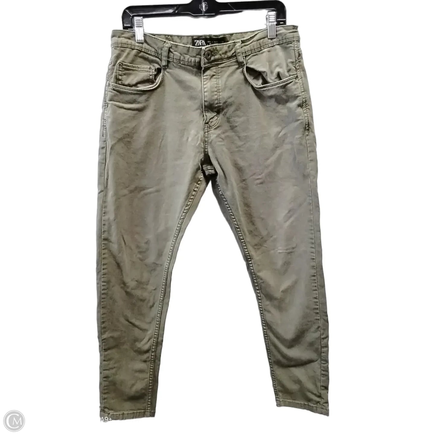 Jeans Straight By Zara In Green Denim, Size: 14