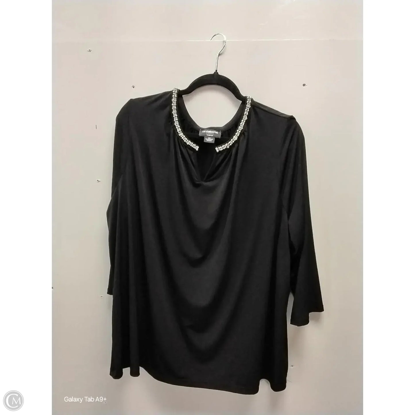 Blouse Long Sleeve By Liz Claiborne In Black, Size: 3x