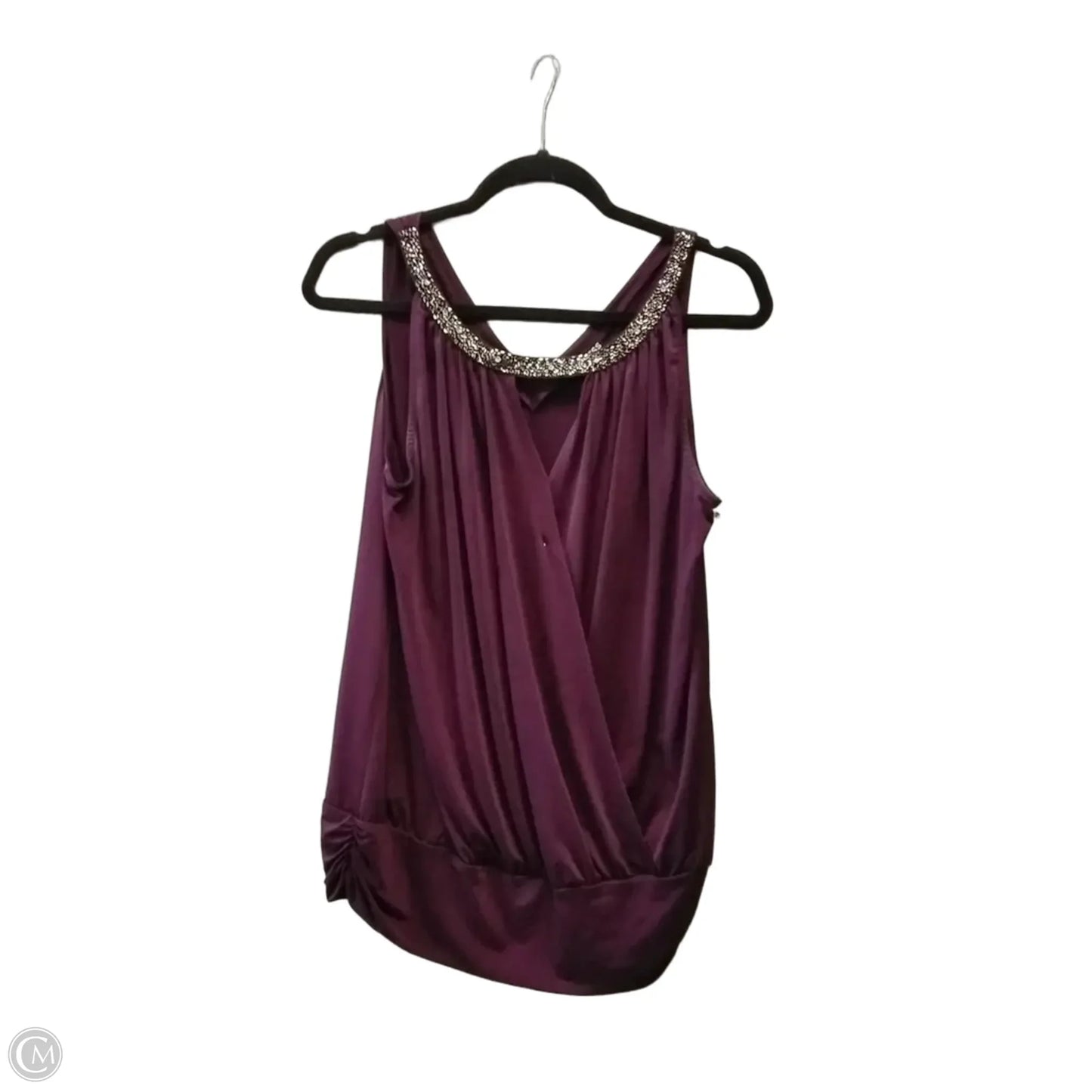 Blouse Sleeveless By Express In Black & Purple, Size: M