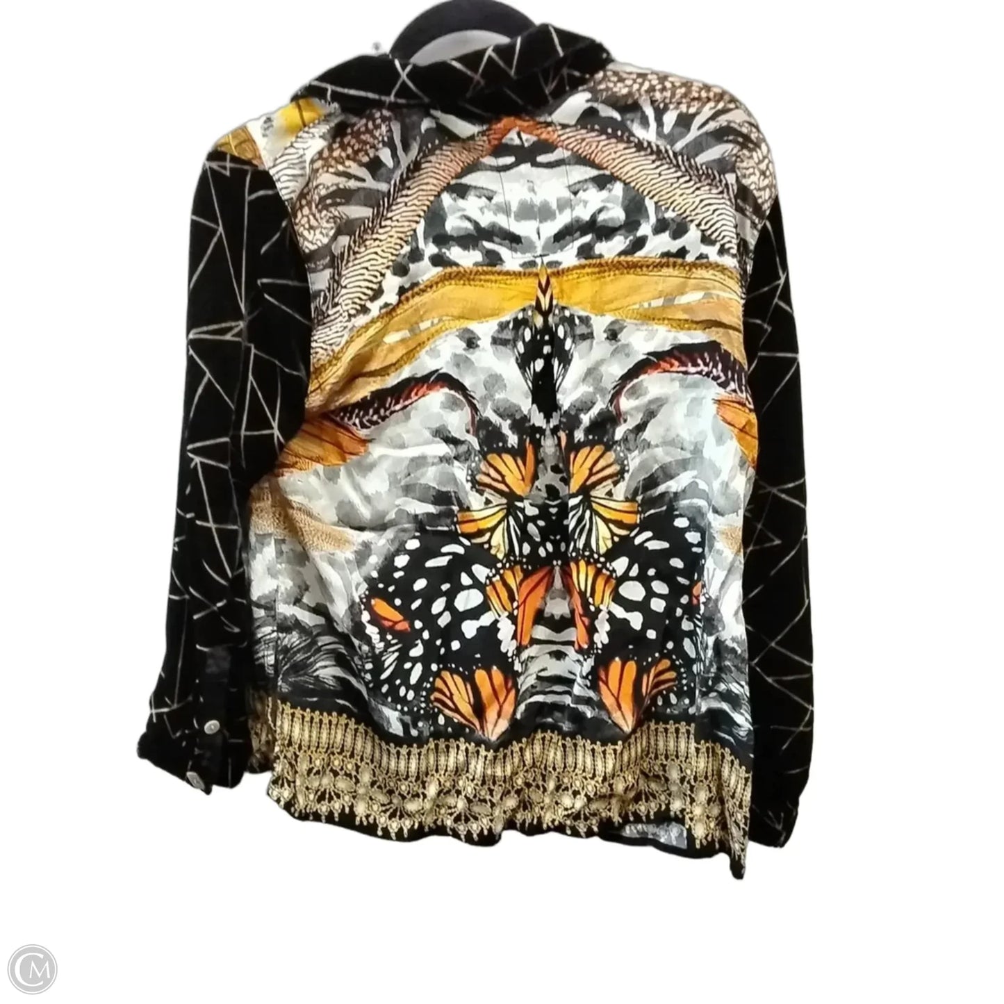 Top Long Sleeve By John Mark In Black & Gold, Size: Mp