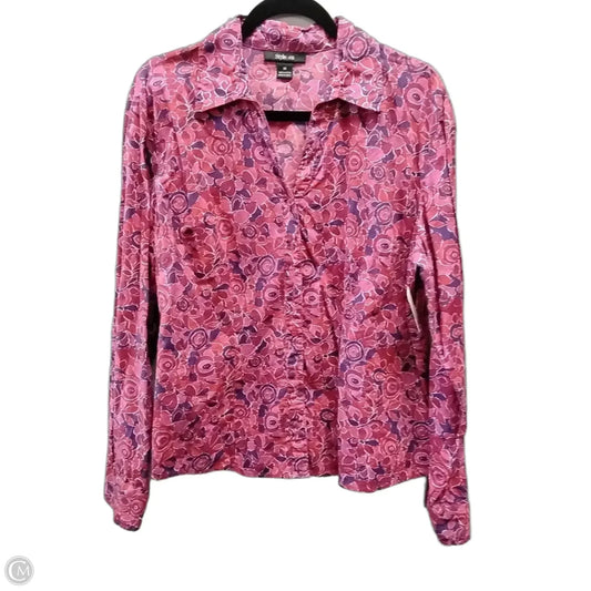 Top Long Sleeve By Style And Company In Floral Print, Size: 14