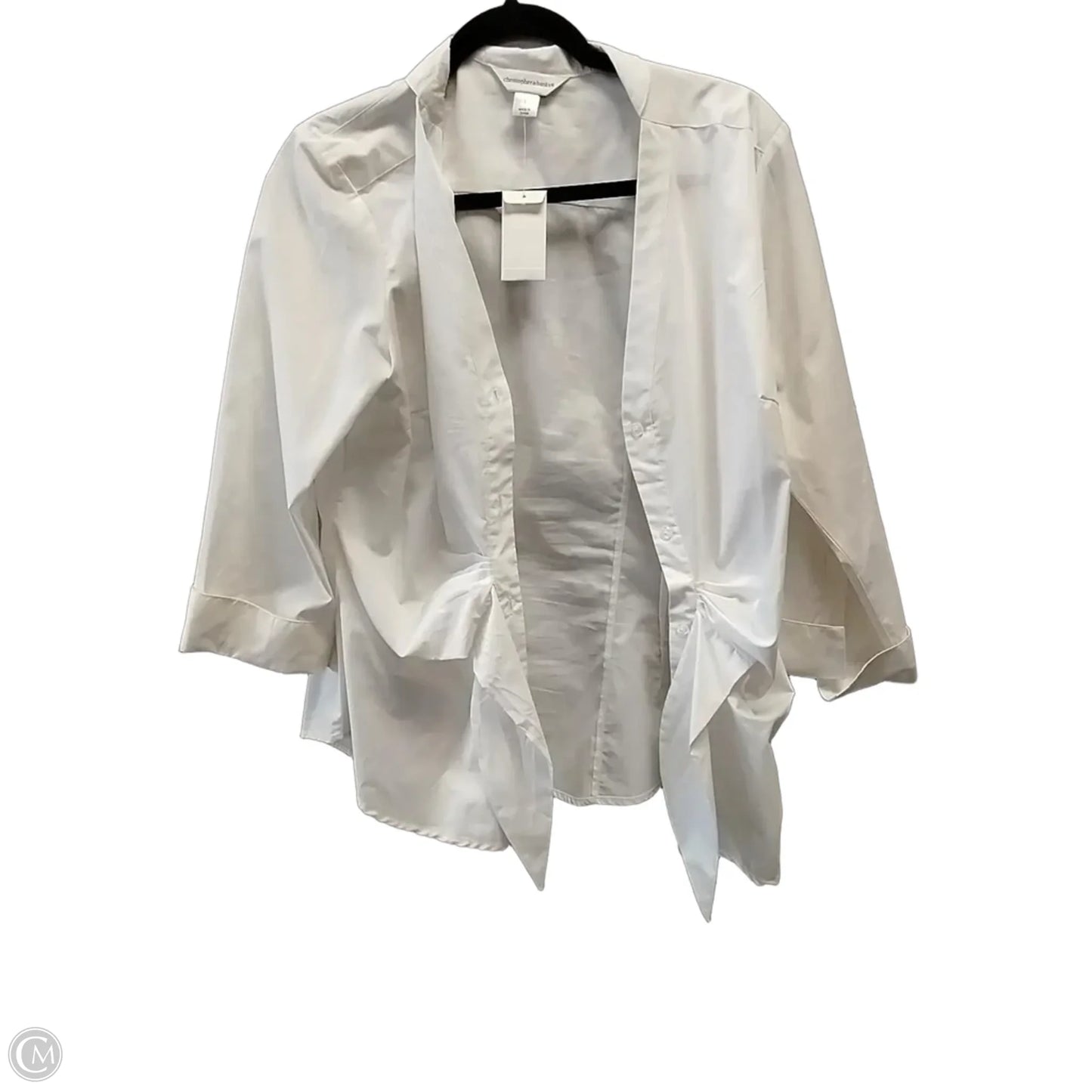 Blouse Long Sleeve By Christopher And Banks In White, Size: L