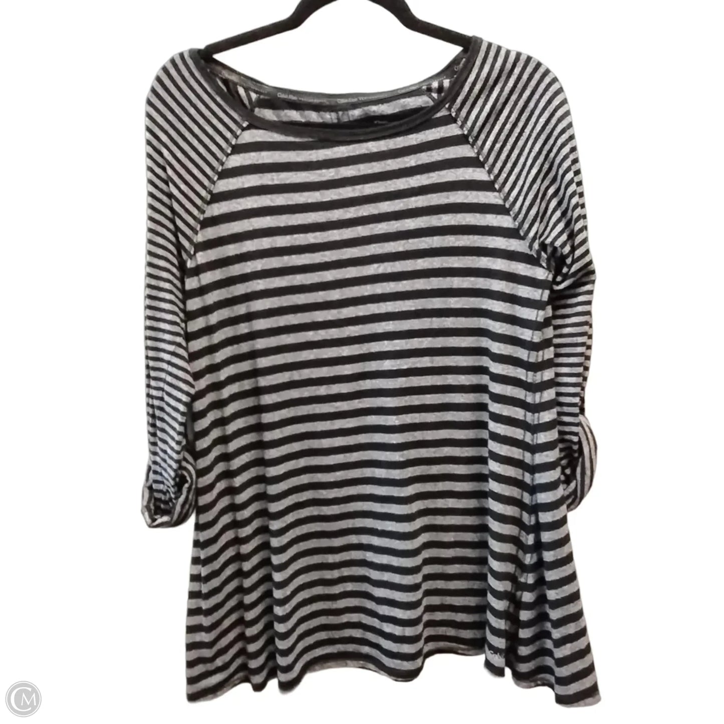 Top Long Sleeve By Calvin Klein In Striped Pattern, Size: M
