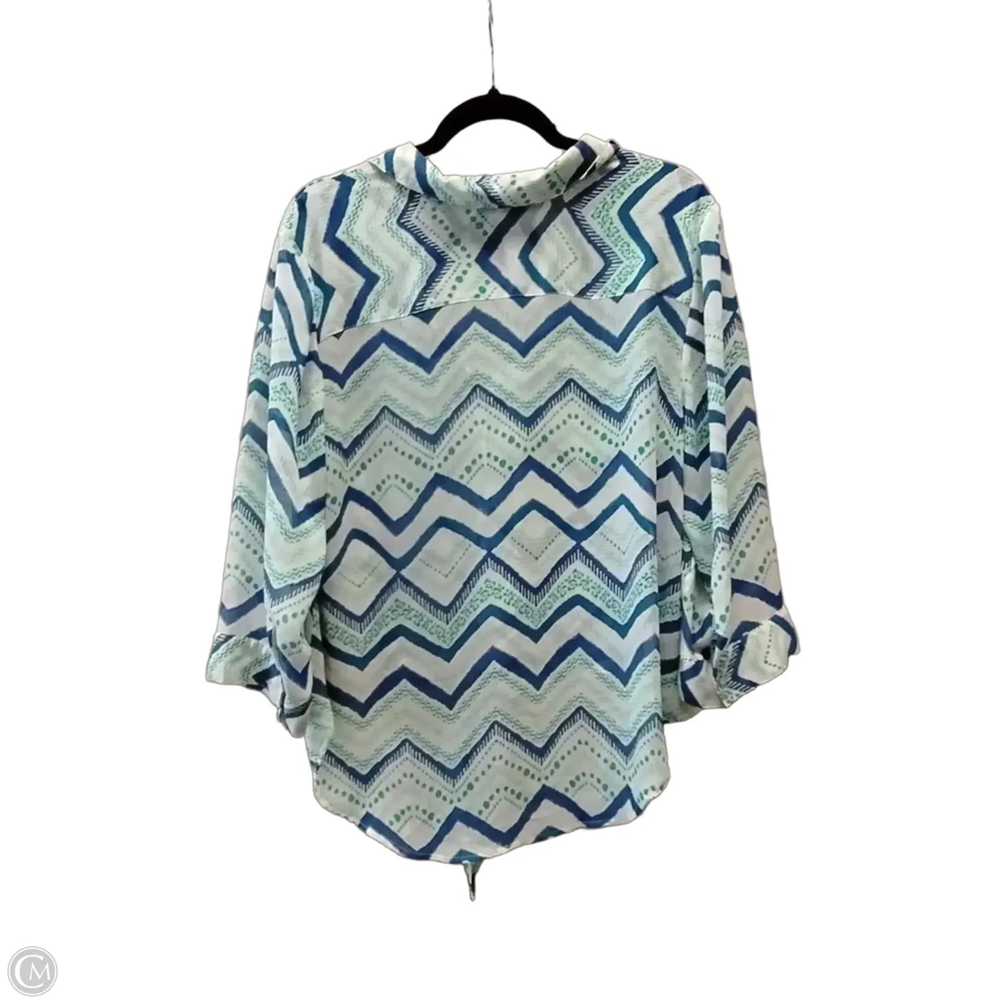 Top Long Sleeve By Chicos In Blue & Green, Size: S