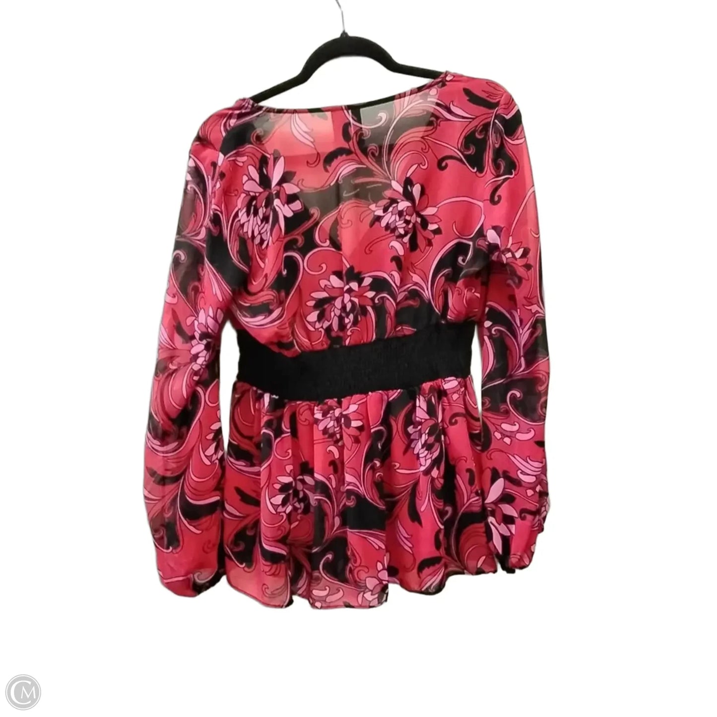 Top Long Sleeve By Bisou Bisou In Pink & Red, Size: M