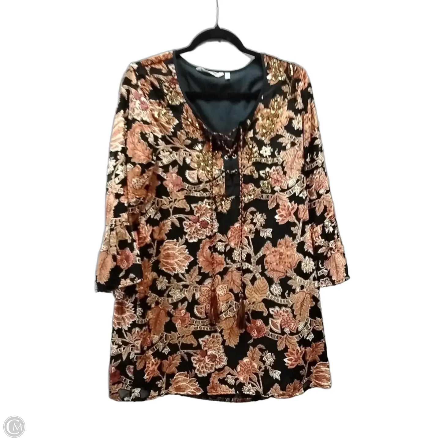 Top Long Sleeve By Soft Surroundings In Black & Orange, Size: S