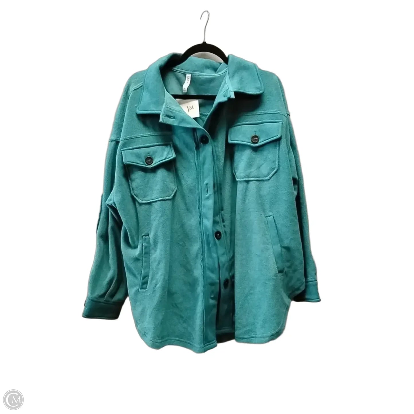 Jacket Fleece By Zenana In Teal, Size: 1x