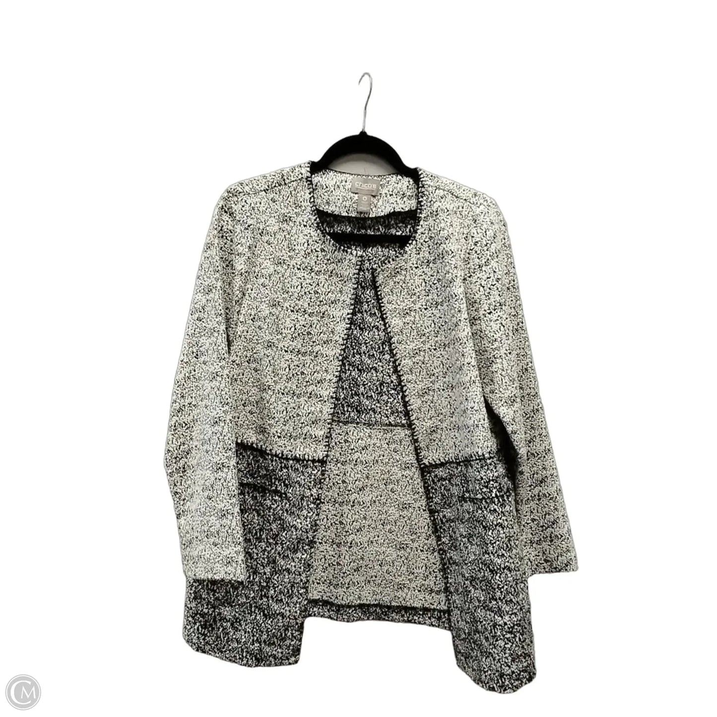 Jacket Fleece By Talbots In Black & White, Size: 12