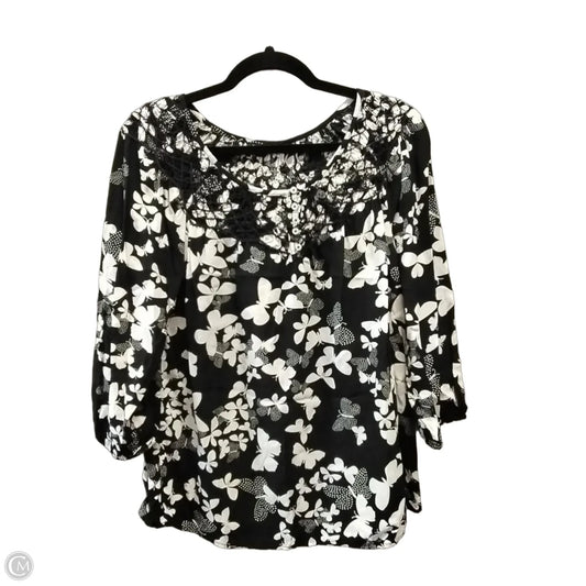 Top Long Sleeve By Talbots In Black & White, Size: Mp