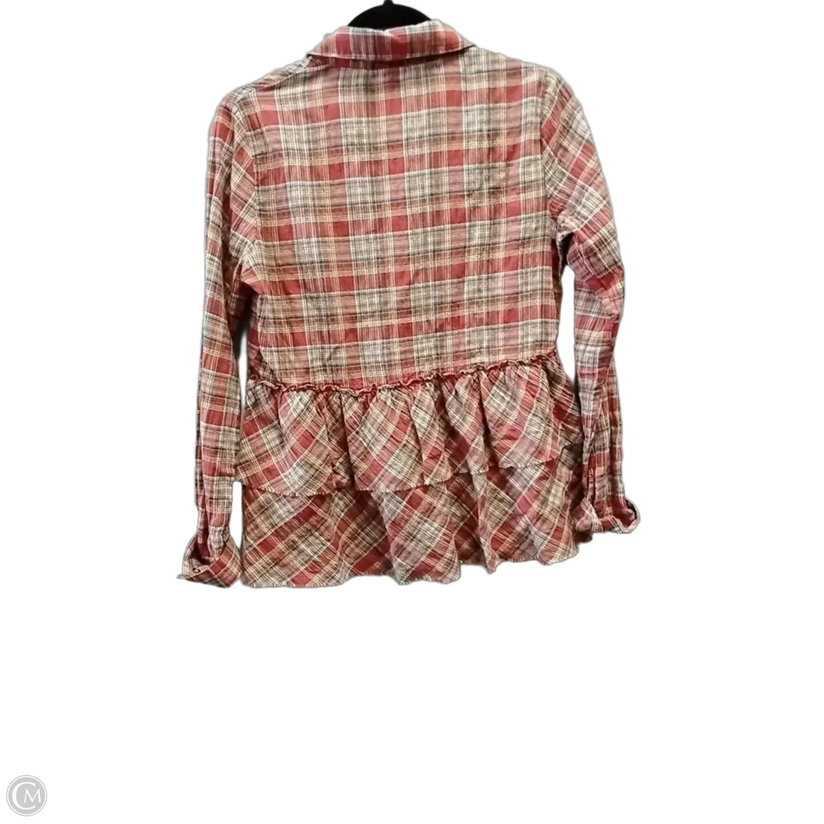 Top Long Sleeve By Hem & Thread In Plaid Pattern, Size: S