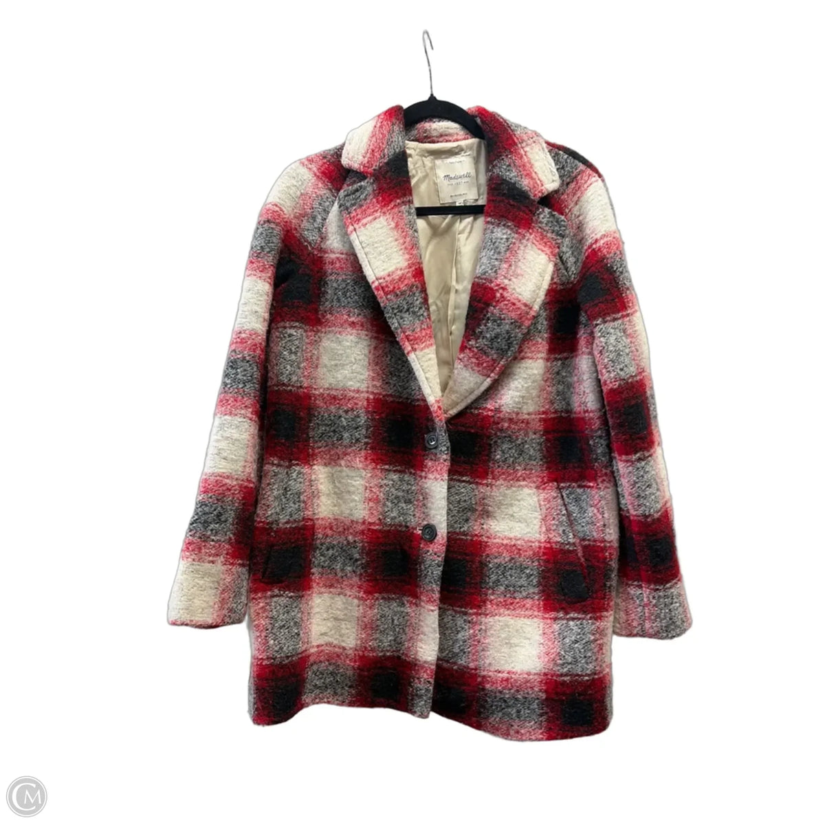 Coat Wool By Madewell In Plaid Pattern, Size: M