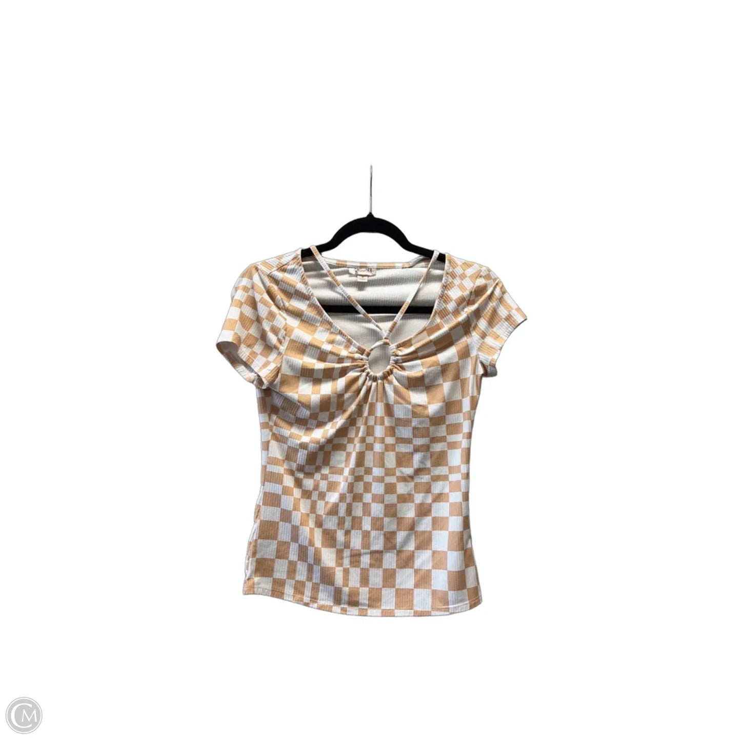 Top Short Sleeve By 1.state In Checkered Pattern, Size: S