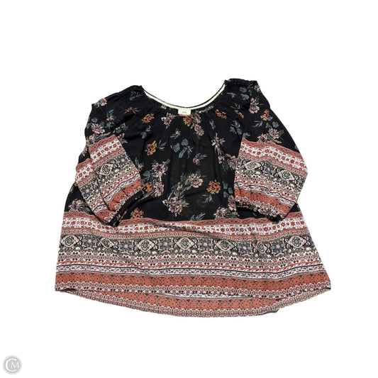 Top Long Sleeve By Knox Rose In Floral Print, Size: L