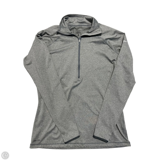 Athletic Top Long Sleeve Collar By Nike In Grey, Size: Xl