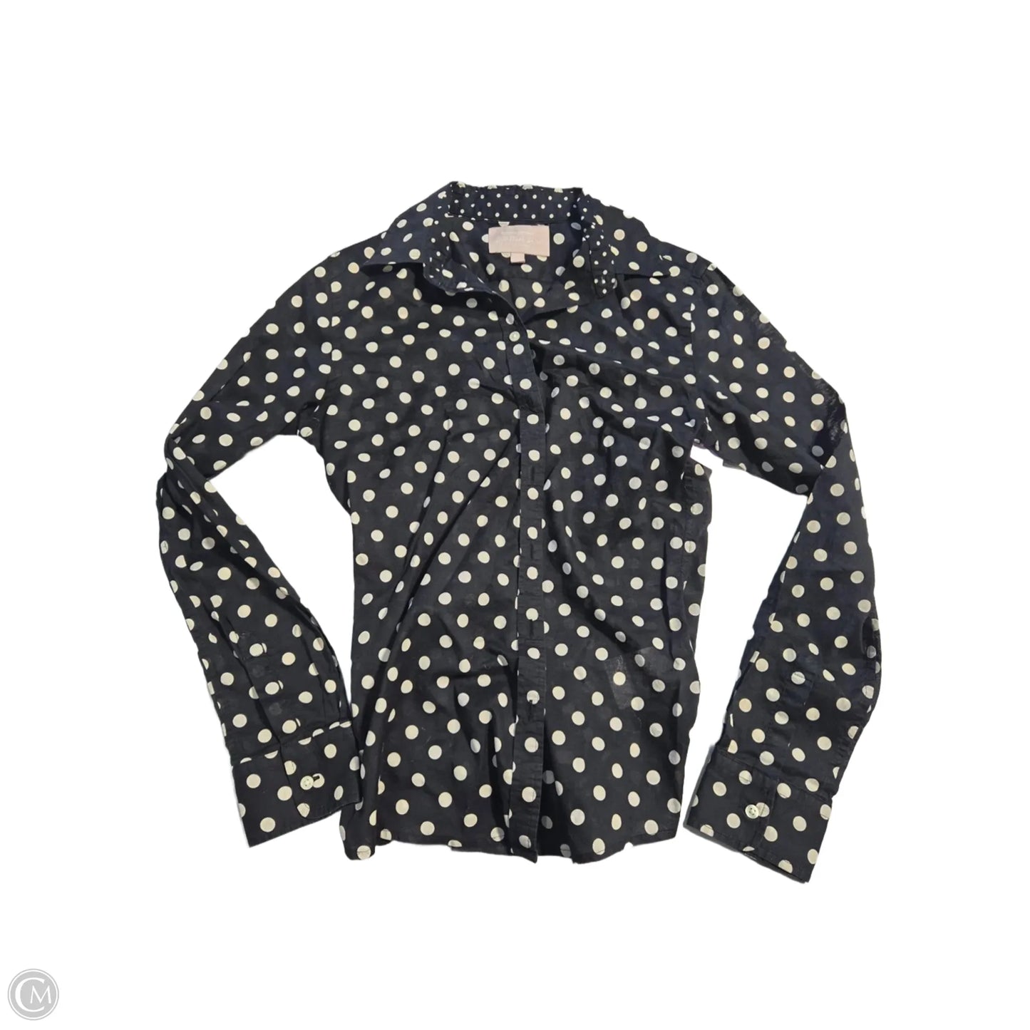Top Long Sleeve By Banana Republic In Polkadot Pattern, Size: S