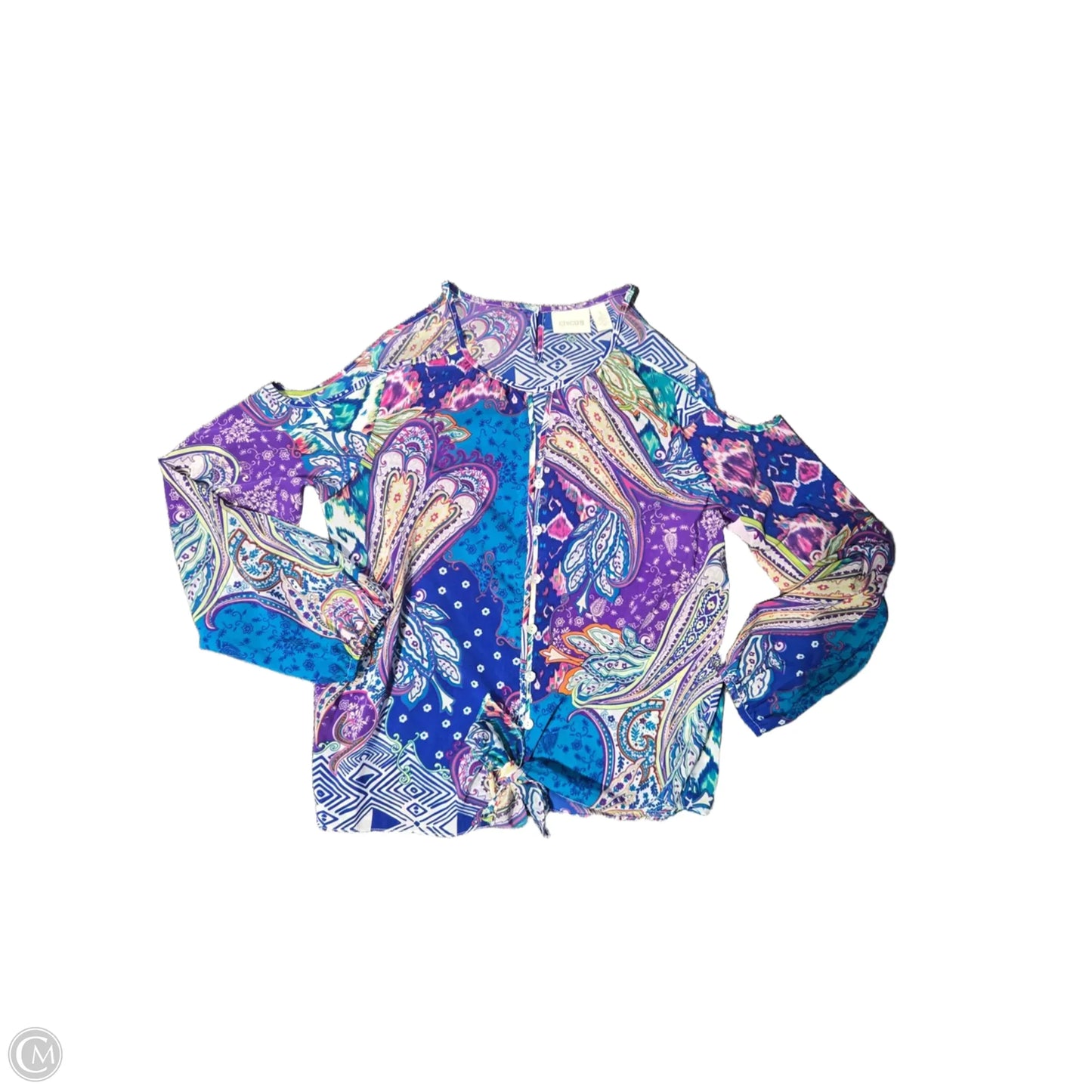 Top 3/4 Sleeve By Chicos In Multi-colored, Size: S
