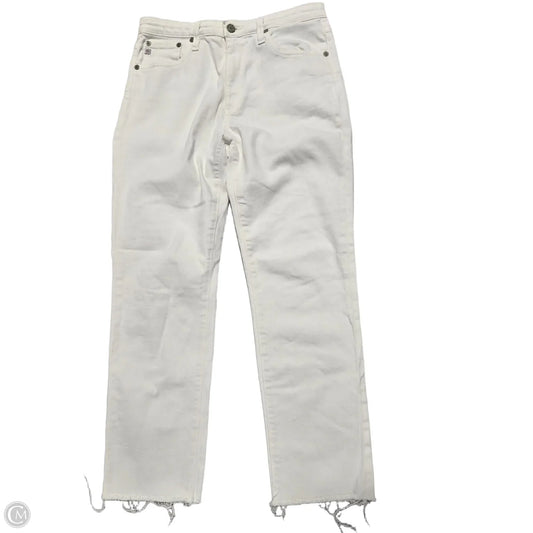 Jeans Straight By Ag Jeans In White Denim, Size: 8