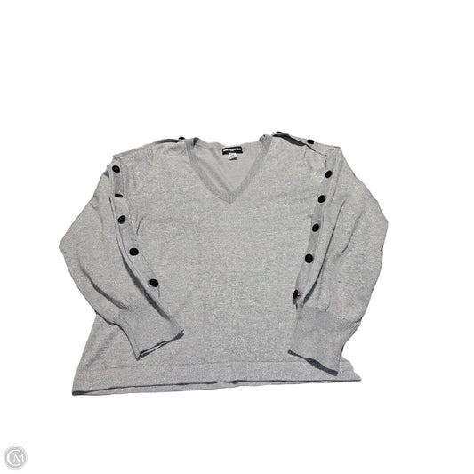 Sweater Designer By Karl Lagerfeld In Silver, Size: Xl