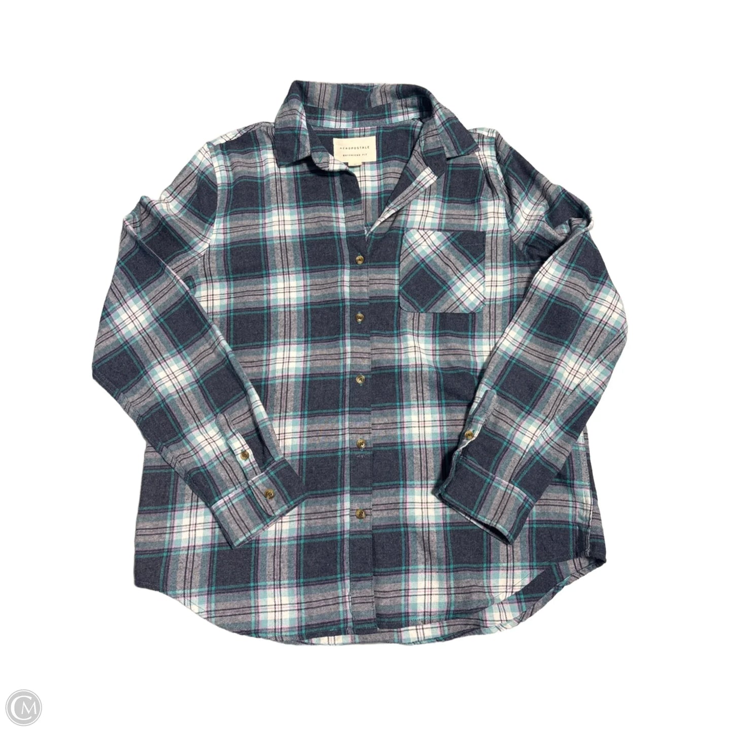 Top Long Sleeve By Aeropostale In Plaid Pattern, Size: L
