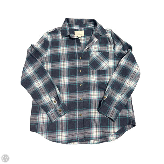 Top Long Sleeve By Aeropostale In Plaid Pattern, Size: L