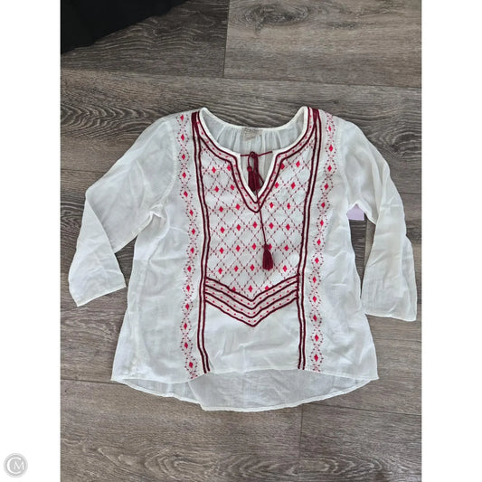 Top Long Sleeve By Lucky Brand In White, Size: L