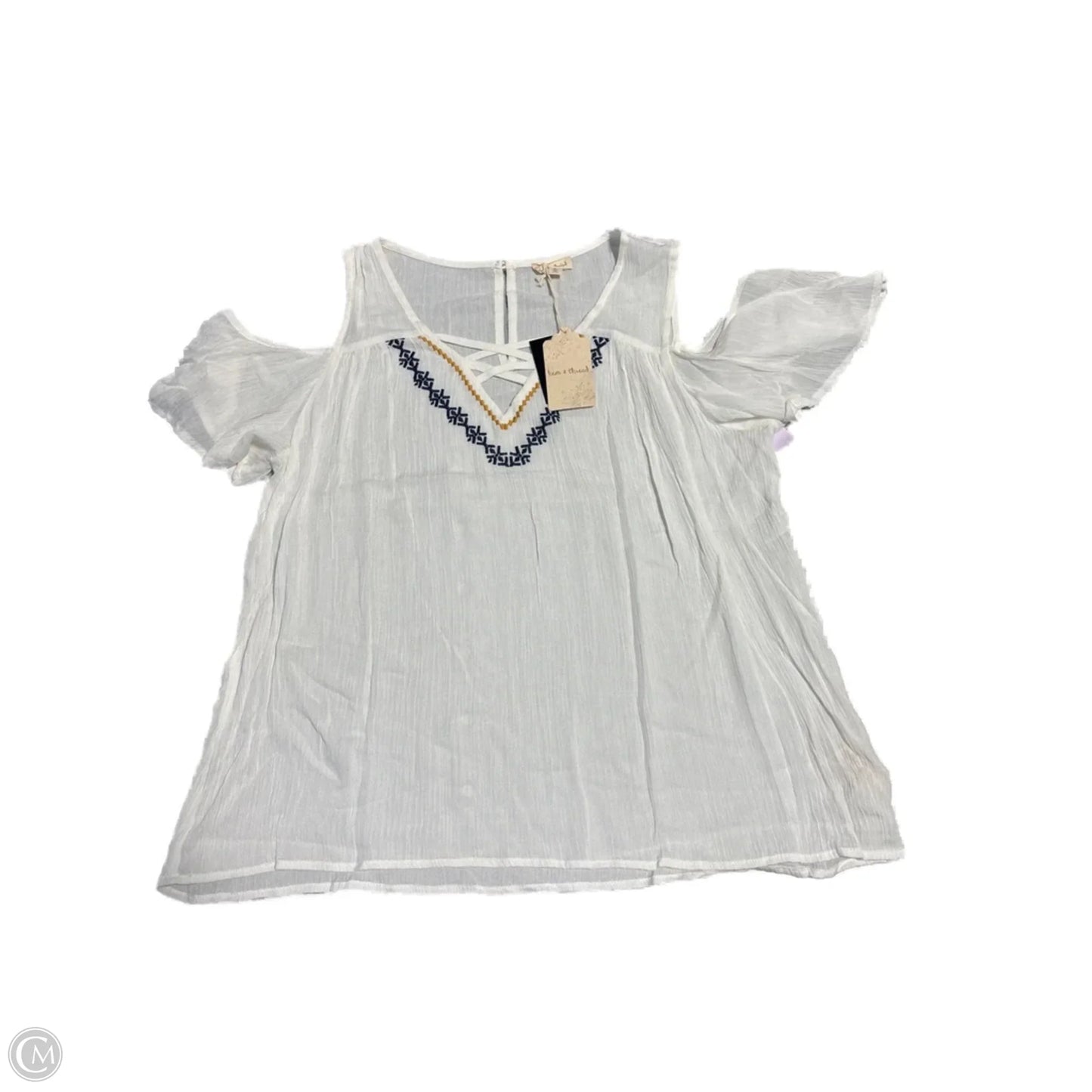 Top Short Sleeve By Hem & Thread In White, Size: L
