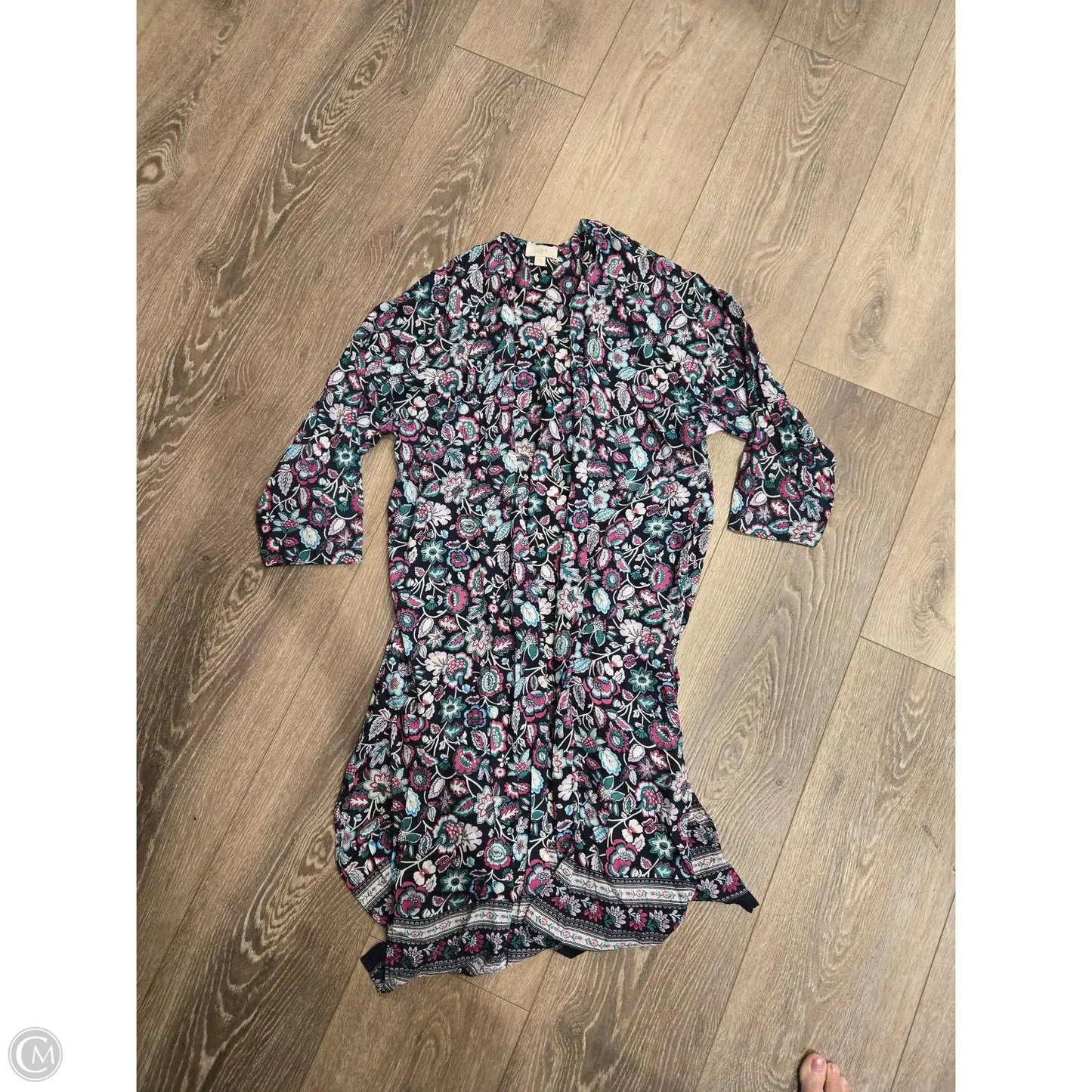 Cardigan By Loft In Floral Print, Size: L