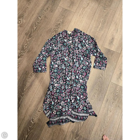 Cardigan By Loft In Floral Print, Size: L