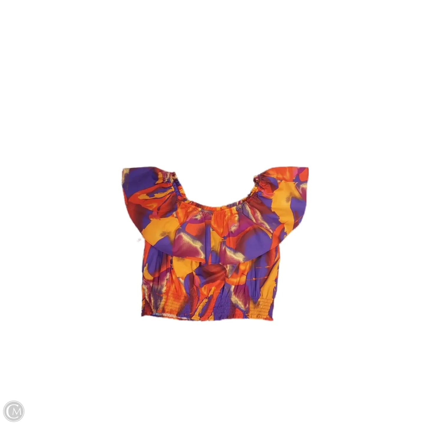 Top Short Sleeve By Nine West In Orange & Purple, Size: Xl
