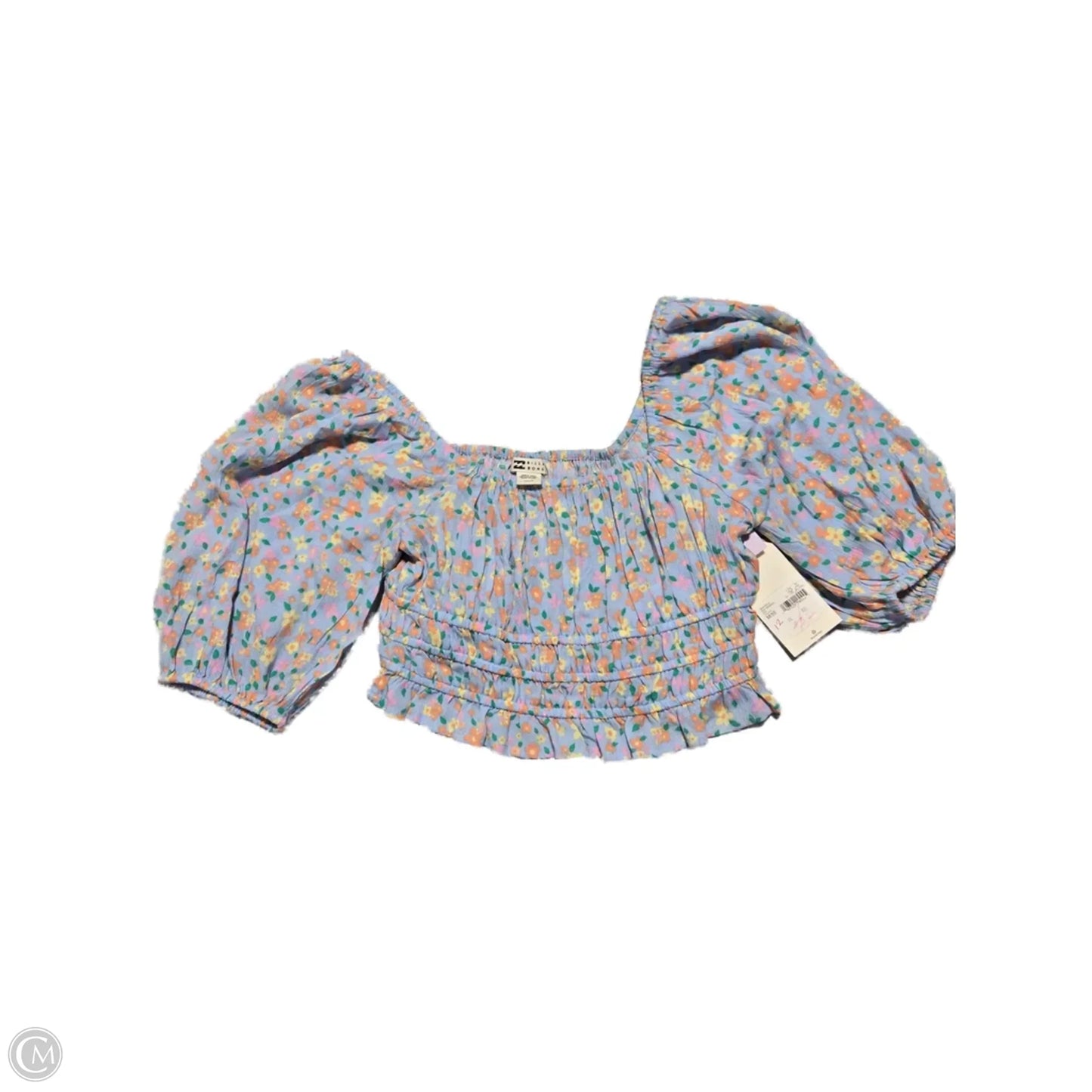 Top Short Sleeve By Billabong In Floral Print, Size: M