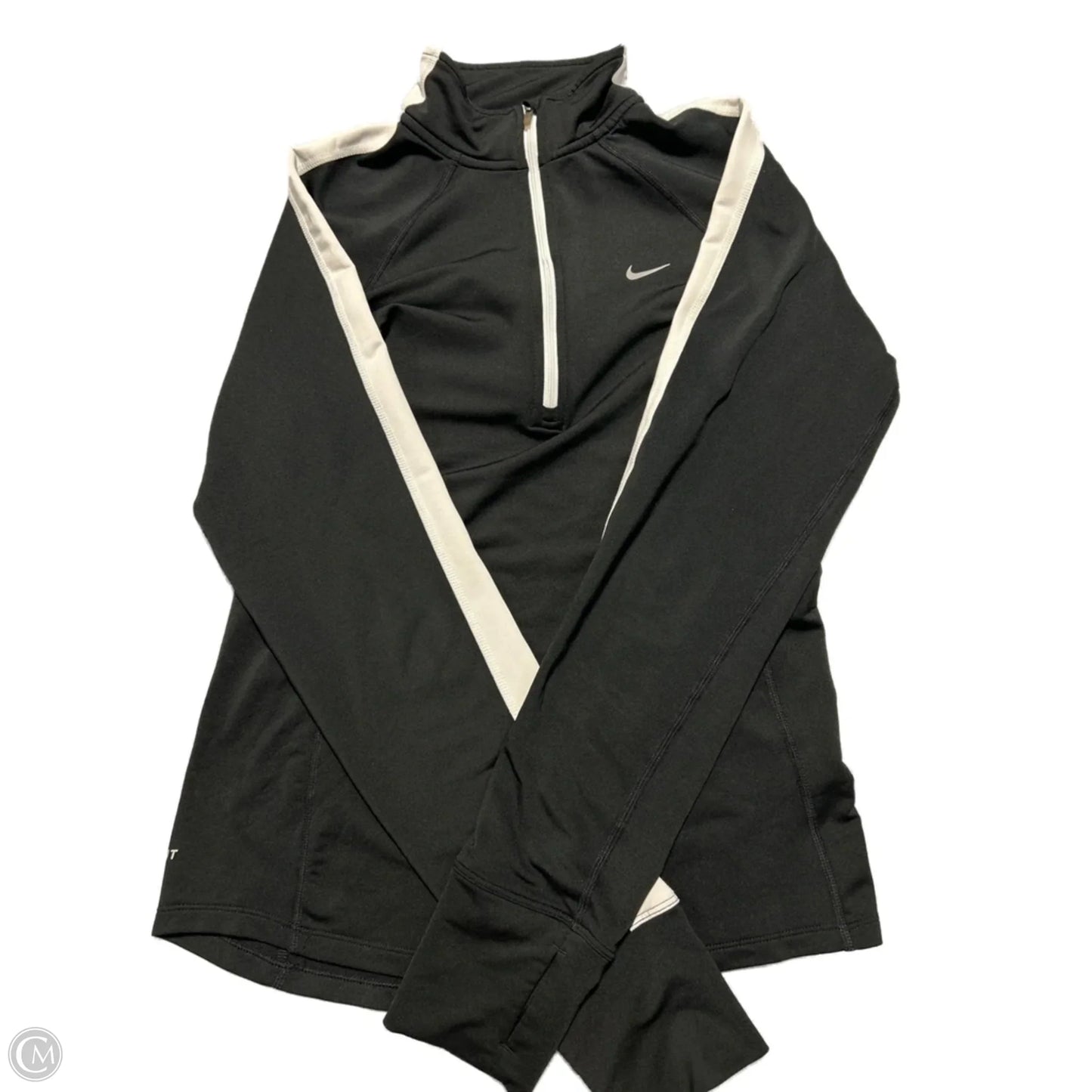 Athletic Top Long Sleeve Collar By Nike In Black, Size: Xs