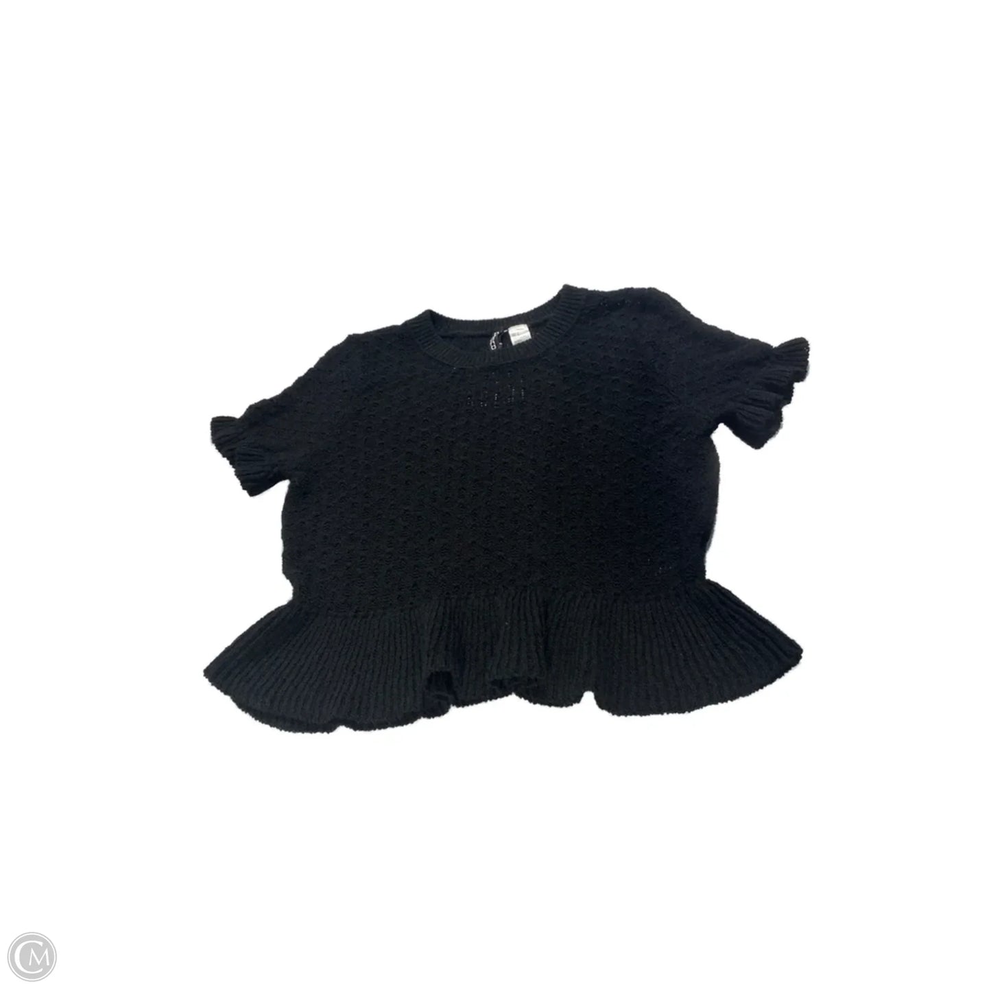 Sweater Short Sleeve By Divided In Black, Size: M