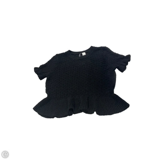 Sweater Short Sleeve By Divided In Black, Size: M
