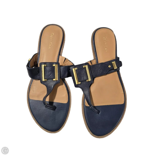 Sandals Flats By Calvin Klein In Navy, Size: 8.5