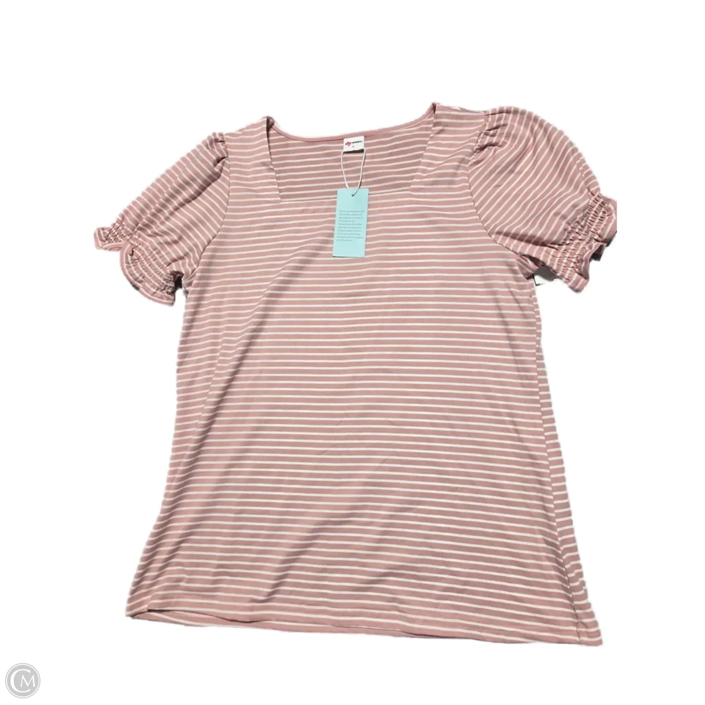 Top Short Sleeve Basic By Cmf In Striped Pattern, Size: L