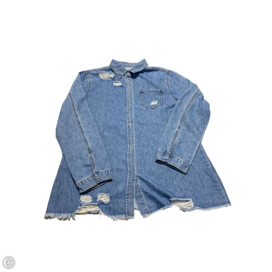 Top Long Sleeve By Cme In Blue Denim, Size: Xxl