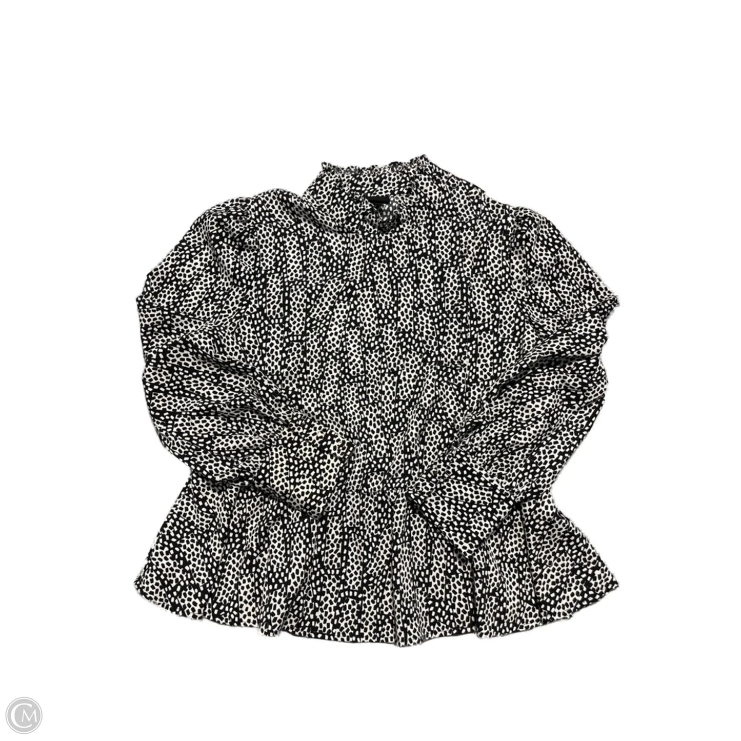 Top Long Sleeve By Who What Wear In Black & White, Size: Xl