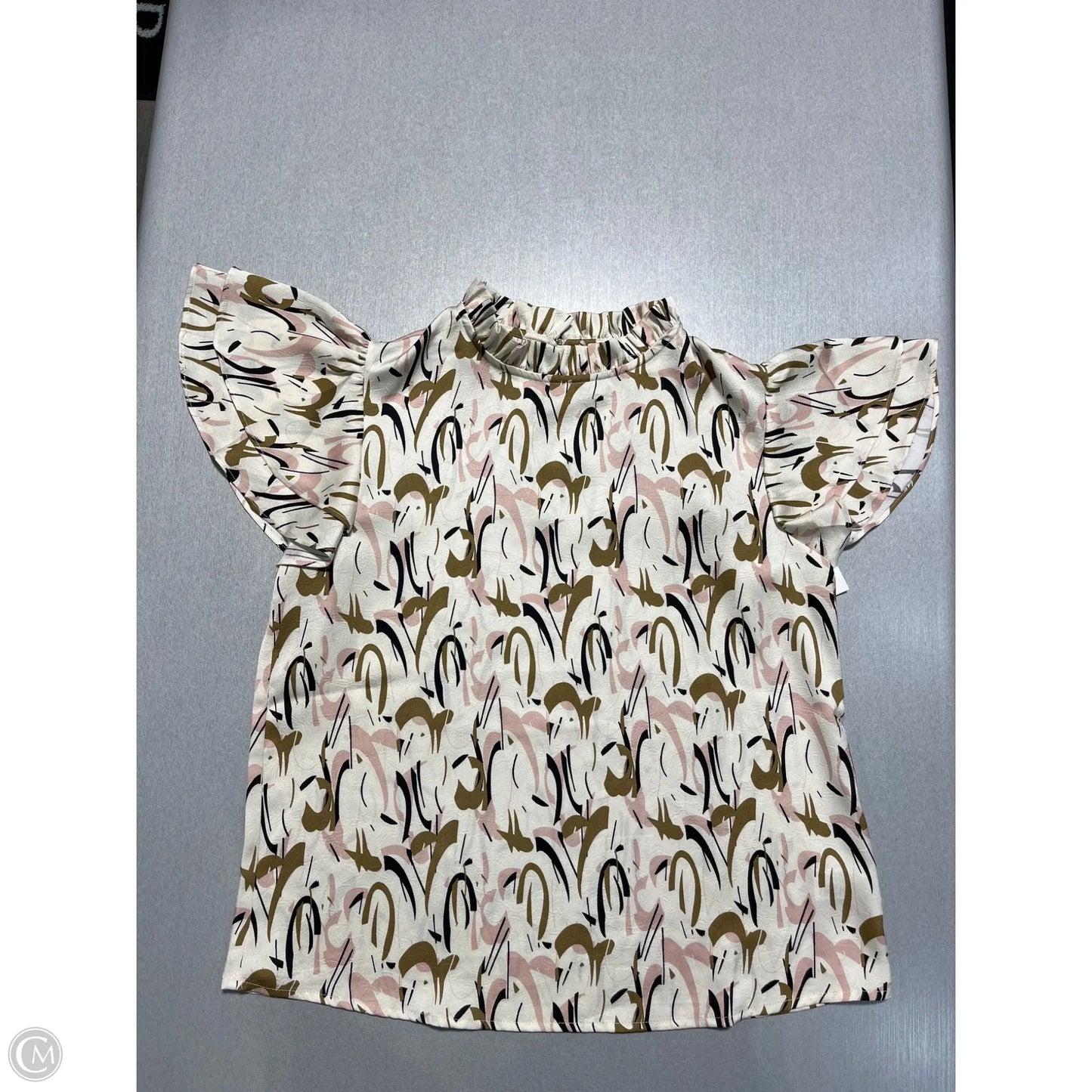 Top Short Sleeve By Cmc In Cream & Pink, Size: S