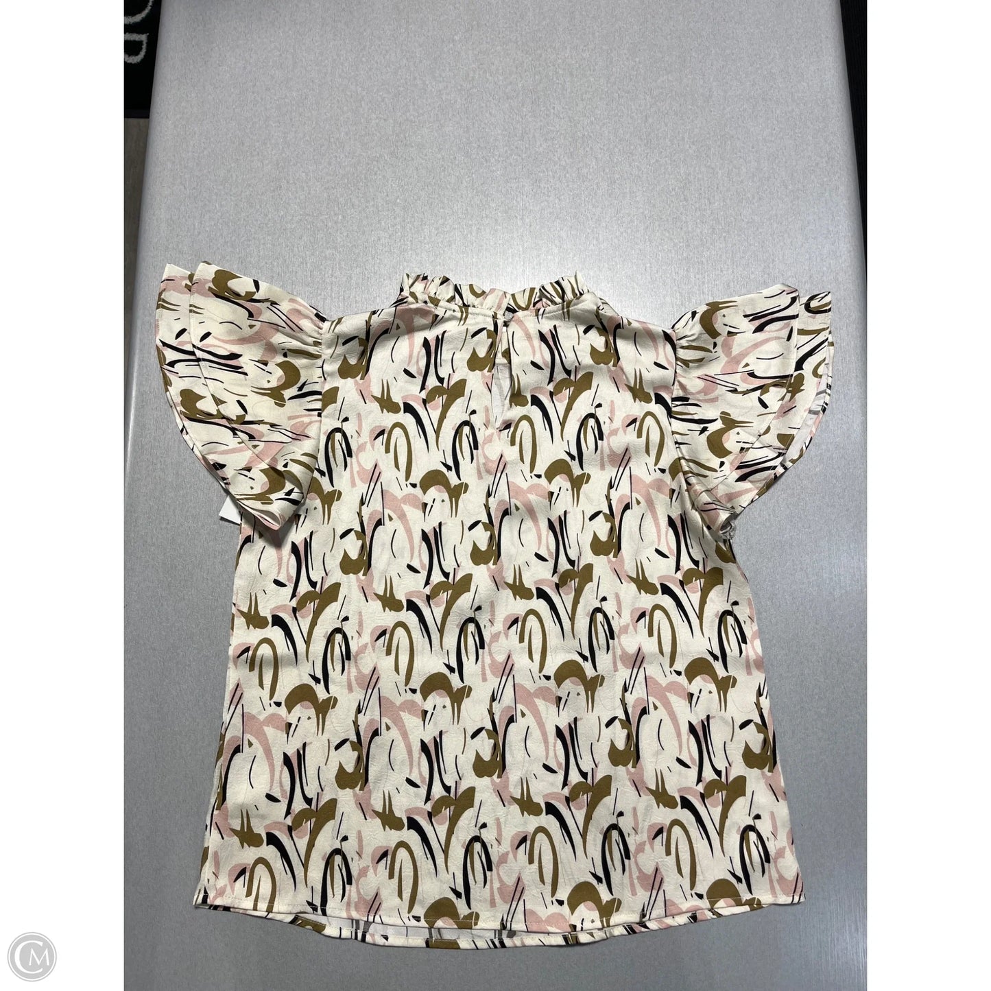 Top Short Sleeve By Cmc In Cream & Pink, Size: S