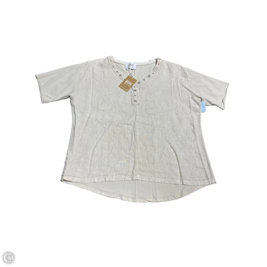 Top Short Sleeve By Cmb In Tan, Size: L