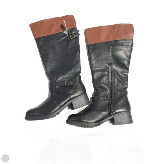 Boots Knee Flats By Cmf In Black & Brown, Size: 8.5