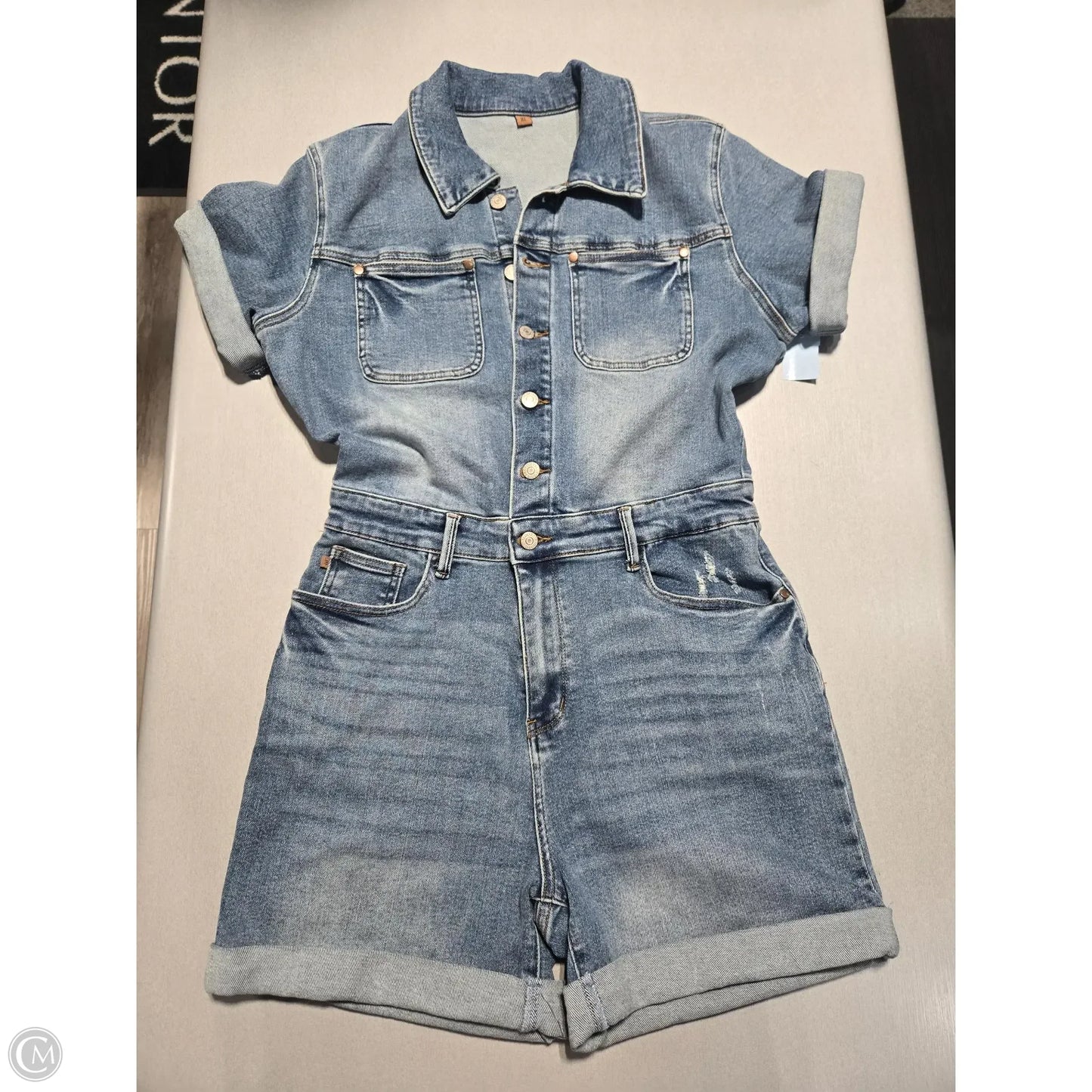 Romper By Judy Blue In Blue Denim, Size: Xl