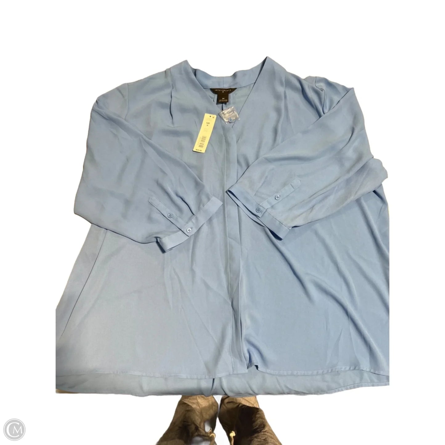 Top Long Sleeve By Investments In Blue, Size: 3x