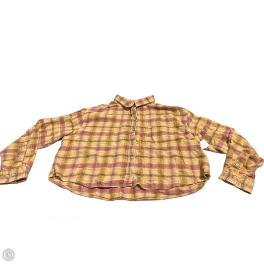 Top Long Sleeve By American Eagle In Plaid Pattern, Size: L