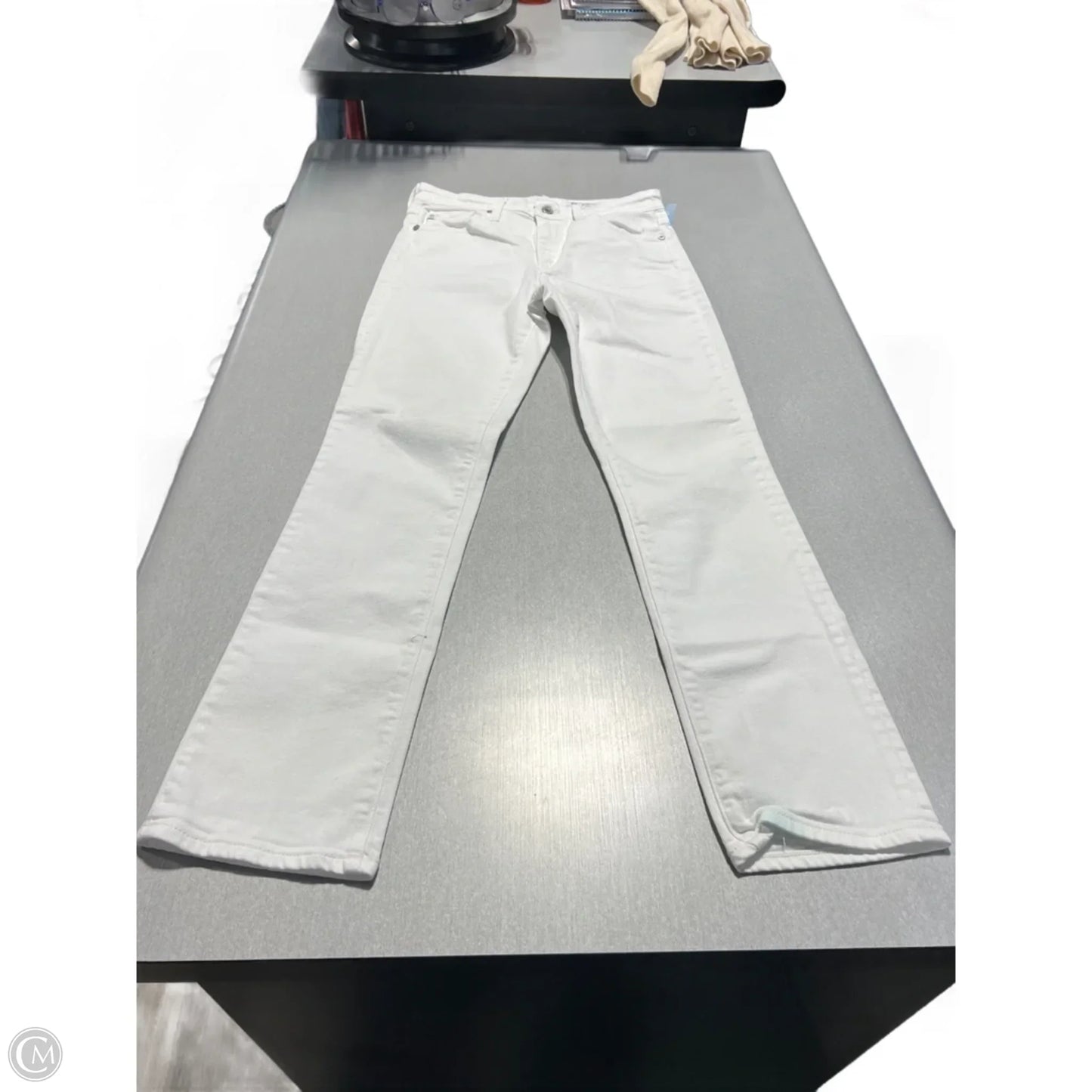 Jeans Straight By Ag Jeans In White Denim, Size: 2