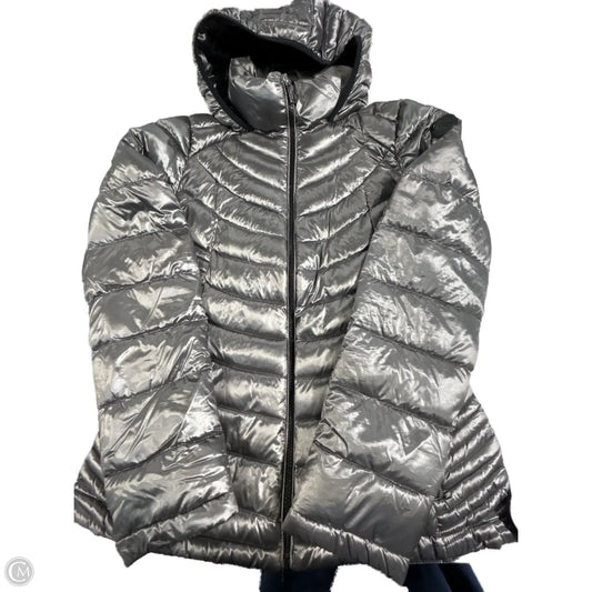 Coat Puffer & Quilted By Calvin Klein In Silver, Size: M